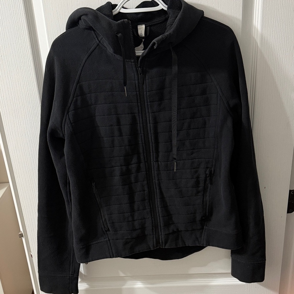 Black Lulu lemon Quilted Zip-Up Hoodie